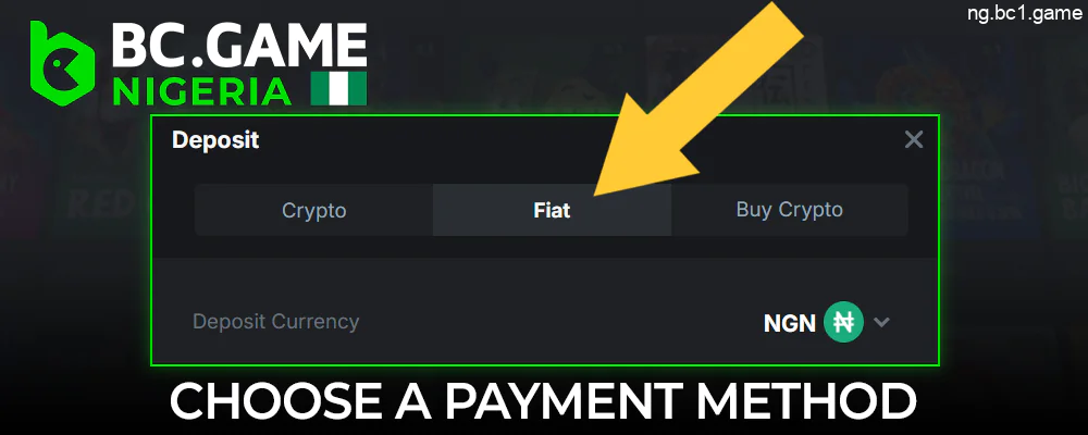 Select B.C.Game payment method and make your first deposit