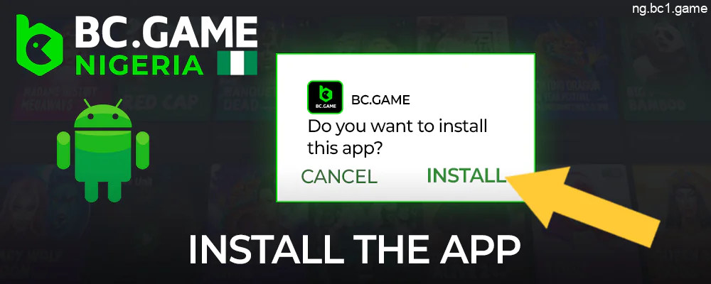 Click "Install App" to download BC.Game apk