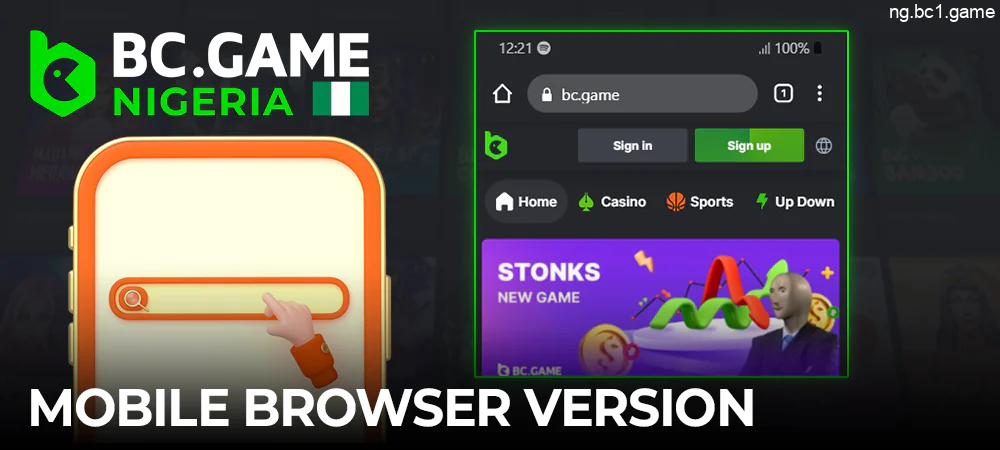 BC.Game site on mobile browser