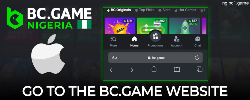 Go to the BC.Game website