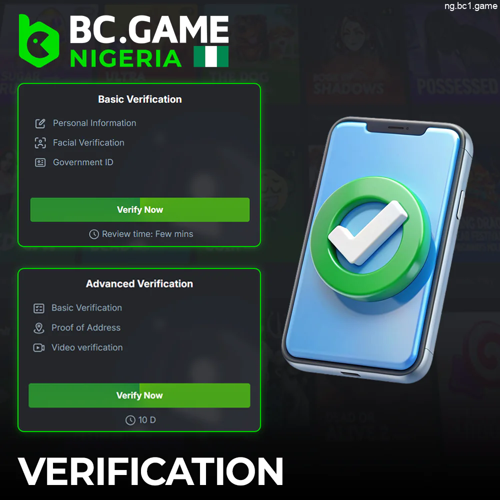 Verification process on the BC.Game site