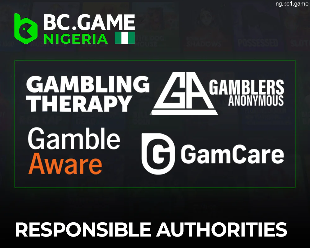 List of BC.Game Help Services - GameCare, BeGambleAware, Gamblers Anonymous, and others